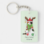 Porte-clés Chat Calico de Noël amusant (Devant)