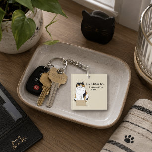 Porte-clés Chat calicot beige drôle Boîte Humour Attrapé