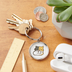 Porte-clés Chat calicot dodu - Autocollant Kawaii