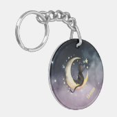 Porte-clés Chat caricature mignon sur la lune (Devant gauche)