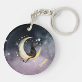 Porte-clés Chat caricature mignon sur la lune (Dos)