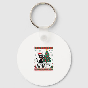 Porte-clés Chat Ce Chat Noir Drôle Poussant Arbre De Noël Ug