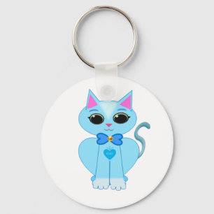 Porte-clés Chat chaton bleu clair élégant