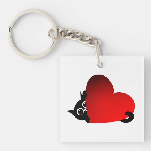 Porte-clés Chat, Chaton, Cœur (Devant)