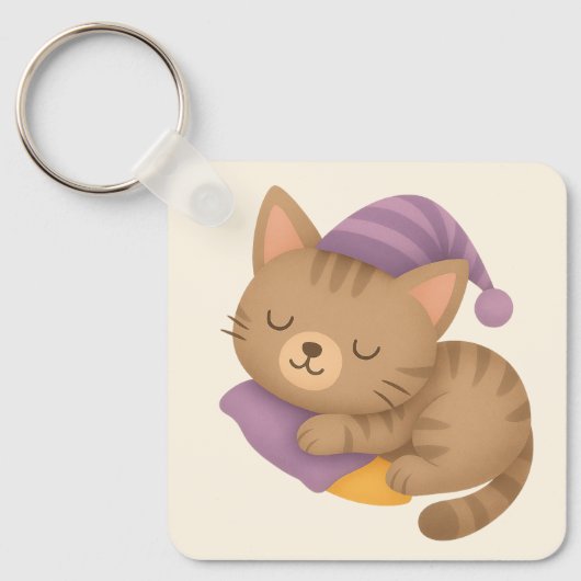 Porte-clés Chat chaton endormi (Recto)
