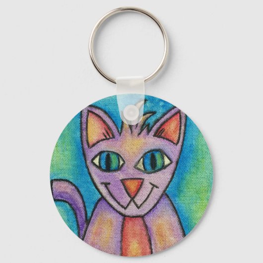 Porte-clés Chat Chaton Rose Violet (Recto)
