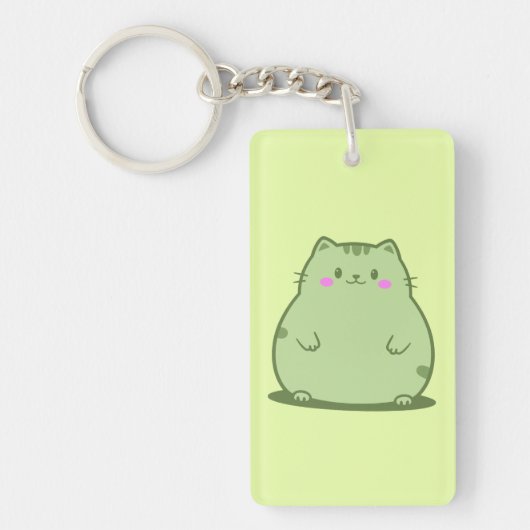 Porte-clés Chat Chubby Matcha Vert (Devant)