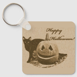 Porte-clés Chat & Citrouille Joyeux Halloween