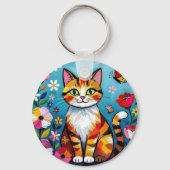 Porte-clés Chat coloré et papillon personnalisé (Verso)