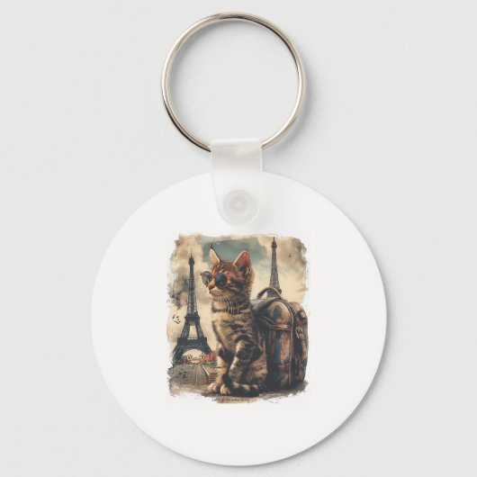 Porte-clés Chat compagnon de voyage (Recto)