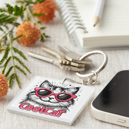 Porte-clés Chat Cool 1 (Devant Droit)