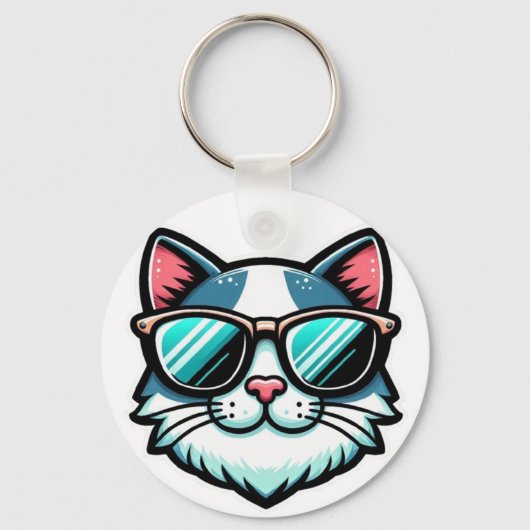 Porte-clés Chat Cool – Accessoire Félin Élégant (Recto)
