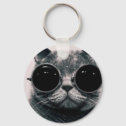 Porte-clés chat cool kat kool avec des ombres (Recto)
