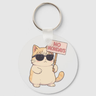 Porte-clés Chat Cool Pas De Lundi Mème Esthétique