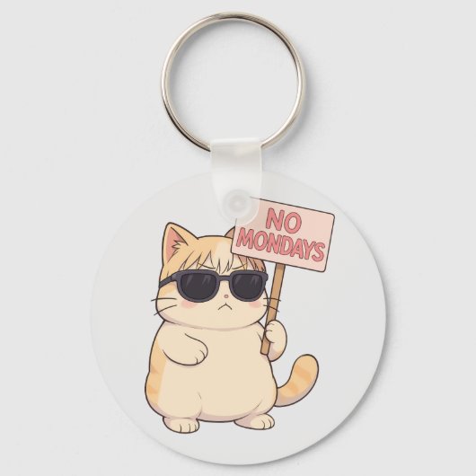 Porte-clés Chat Cool Pas De Lundi Mème Esthétique (Recto)