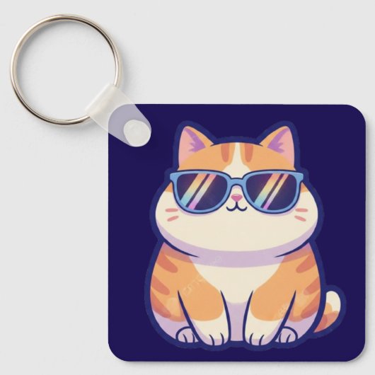 Porte-clés Chat Cool – Personnalité de poche avec  (Recto)
