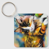 Porte-clés Chat couché, aquarelle - (Recto)