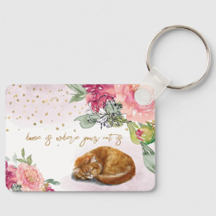 Porte-clés Chat couché mignon Orange Kitten Girl Pet Lover