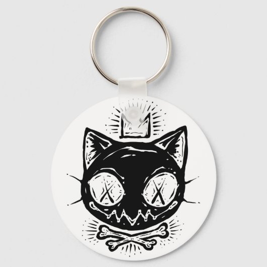 Porte-clés Chat Crâne Couronné (Recto)