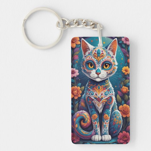 Porte-clés Chat Crâne de Sucre (Devant)