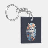 Porte-clés Chat Cute Blanc Floral Kitty (Devant gauche)