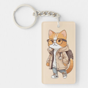 Porte-clés Chat Cute Kawaii en tenue élégante