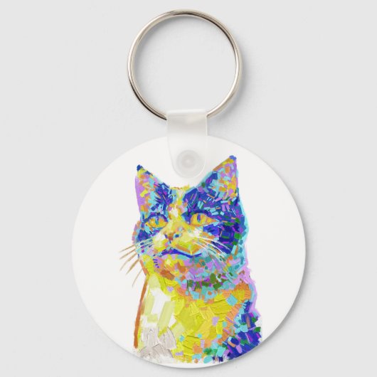 Porte-clés Chat dans le bouton Lumière du Soleil (Recto)