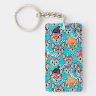 Porte-clés Chat dans le casquette