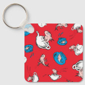 Porte-clés Chat Dans Le Casquette | Le Motif rouge poisson (Recto)