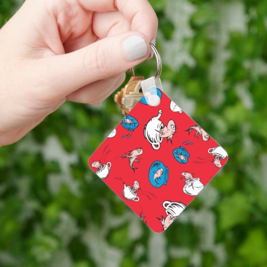 Porte-clés Chat Dans Le Casquette | Le Motif rouge poisson (main)