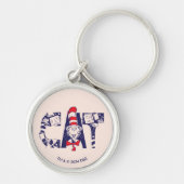 Porte-clés Chat dans le Casquette | Texte de la face du chat (Devant)