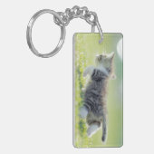 Porte-clés Chat de bébé fonctionnant sur le champ d'herbe (Devant gauche)