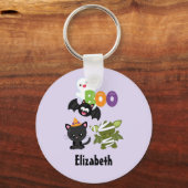 Porte-clés Chat de Cute Halloween, bat, mummy et ghost (Recto)