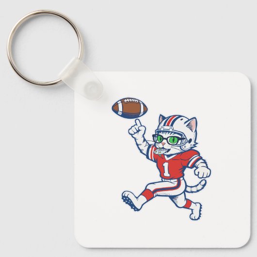 Porte-clés Chat de foot drôle (Recto)