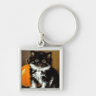 Porte-clés Chat de Halloween noir et blanc vintage