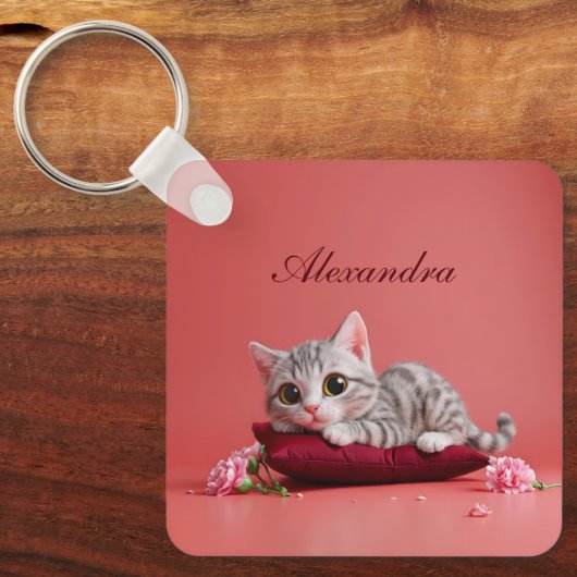 Porte-clés Chat de janvier mignon avec oeillets (Recto)