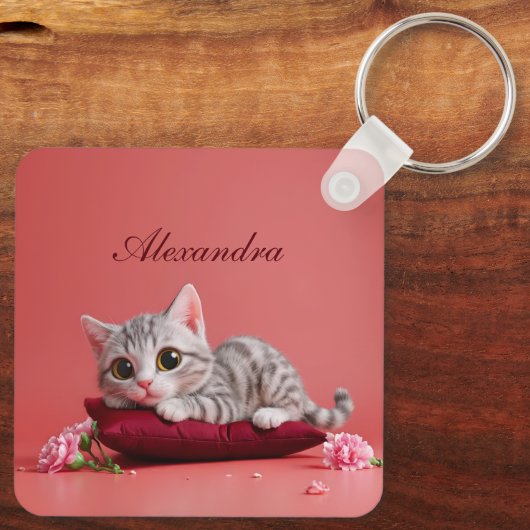 Porte-clés Chat de janvier mignon avec oeillets (Verso)