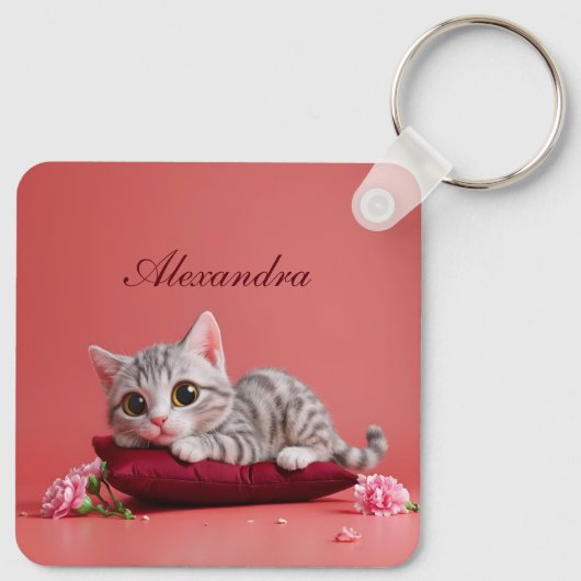 Porte-clés Chat de janvier mignon avec oeillets (Dos)