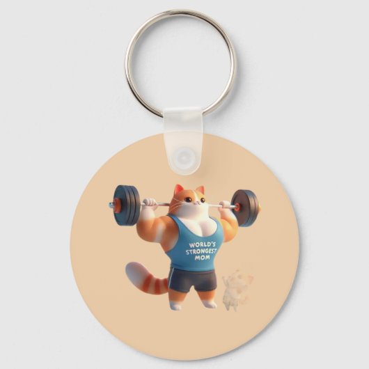 Porte-clés Chat de la Maman la Plus Forte du Monde (Recto)