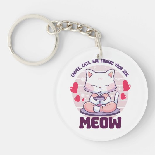 Porte-clés Chat de méditation - Chat Kawaii (Devant)
