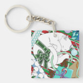 Porte-clés Chat de Noël blanc (Devant)