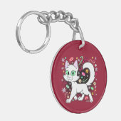 Porte-clés Chat de Noël (Rouge) (Devant gauche)