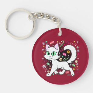 Porte-clés Chat de Noël (Rouge)