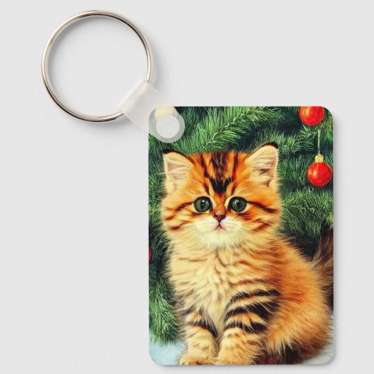 Porte-clés Chat de Noël Vintage (Recto)
