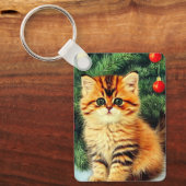 Porte-clés Chat de Noël Vintage (Recto)