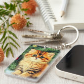 Porte-clés Chat de Noël Vintage (Devant droit)