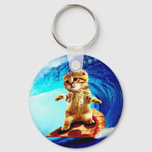 Porte-clés Chat de Pizza Surfing