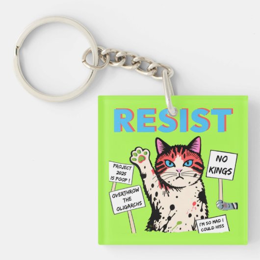 Porte-clés Chat de protestation de la Résistance (Devant)
