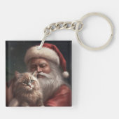 Porte-clés Chat de Sibérie avec Noël Festif du Père Noël (Dos)