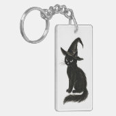 Porte-clés Chat de sorcière – Illustration d'Halloween à l'en (Devant gauche)